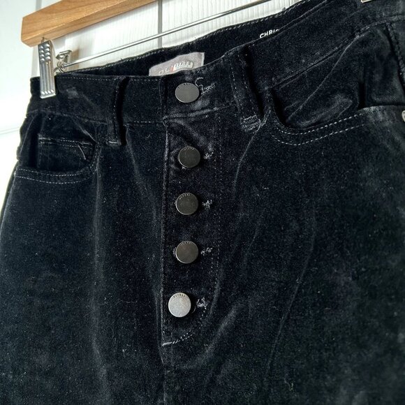 DL1961 Chrissy Ultra High Rise Black Velvet Button Fly Jeans Women's Size 25 - Picture 4 of 16